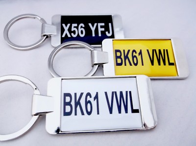 CUSTOM PERSONALISED CAR BIKE LICENCE NUMBER PLATE KEY FOB KEYRING
