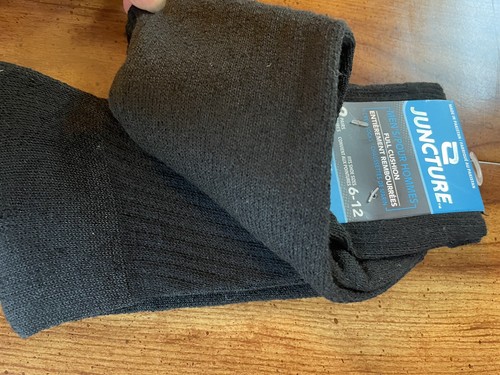 2 pairs Juncture brand men’s black crew socks size 6-12 NEW - Picture 3 of 4