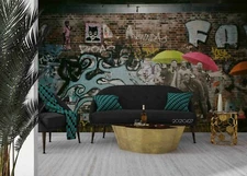 3D Graffiti  Street Wallpaper Wall Mural Removable Self-adhesive Sticker9542