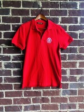 Roberto Cavalli Shirt Polo Men Size Small Red Monogram Embroidered Short Sleeve