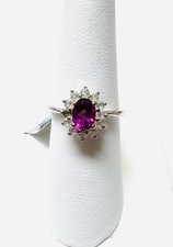 Sterling Silver Pink Topaz And Cubic Zirconia Halo Ring Sz 7