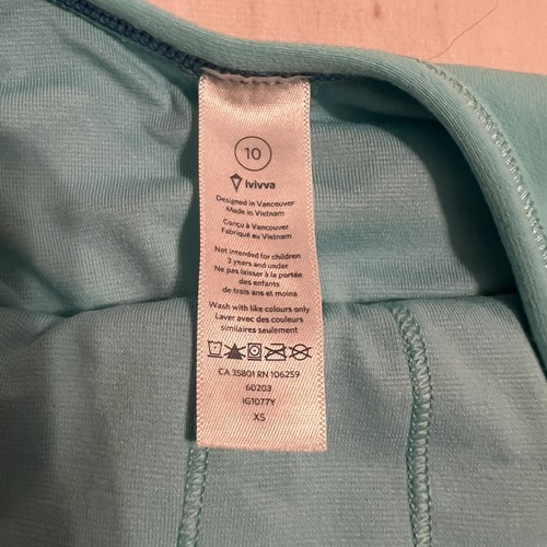 Ivivva by Lululemon Girls Kids 10 Tank Top Aqua Blue Built-in Bra FREE SHIPPING! - Picture 2 of 10