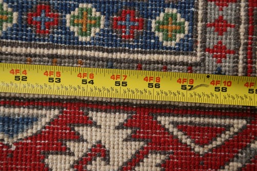 Gray/ Red Geometric Super Kazak Oriental Area Rug 6'x8' Wool Hand-knotted Carpet - Picture 12 of 12