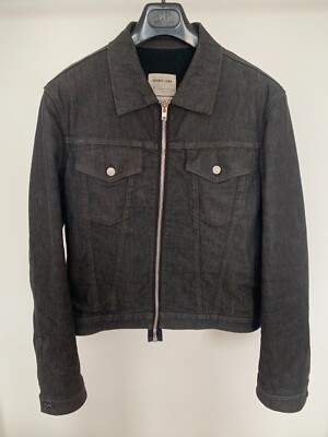 NWOT HELMUT LANG ITALY Men's Gray Stretch Denim Slim Zip Jean Jacket SZ 48 IT M