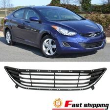 Fit 2011-2013 Hyundai Elantra Black Front Bumper Lower Grille Grill Chrome Trim