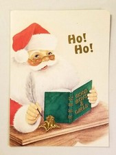 Vintage Christmas Card "Ho! Ho! Santa" 5x7 Famous Artists Made In The USA