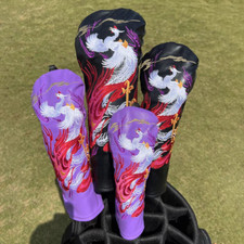 Exquisite Phoenix Embroidery Golf Club Head Cover Driver Wood Hybrid Head Covers