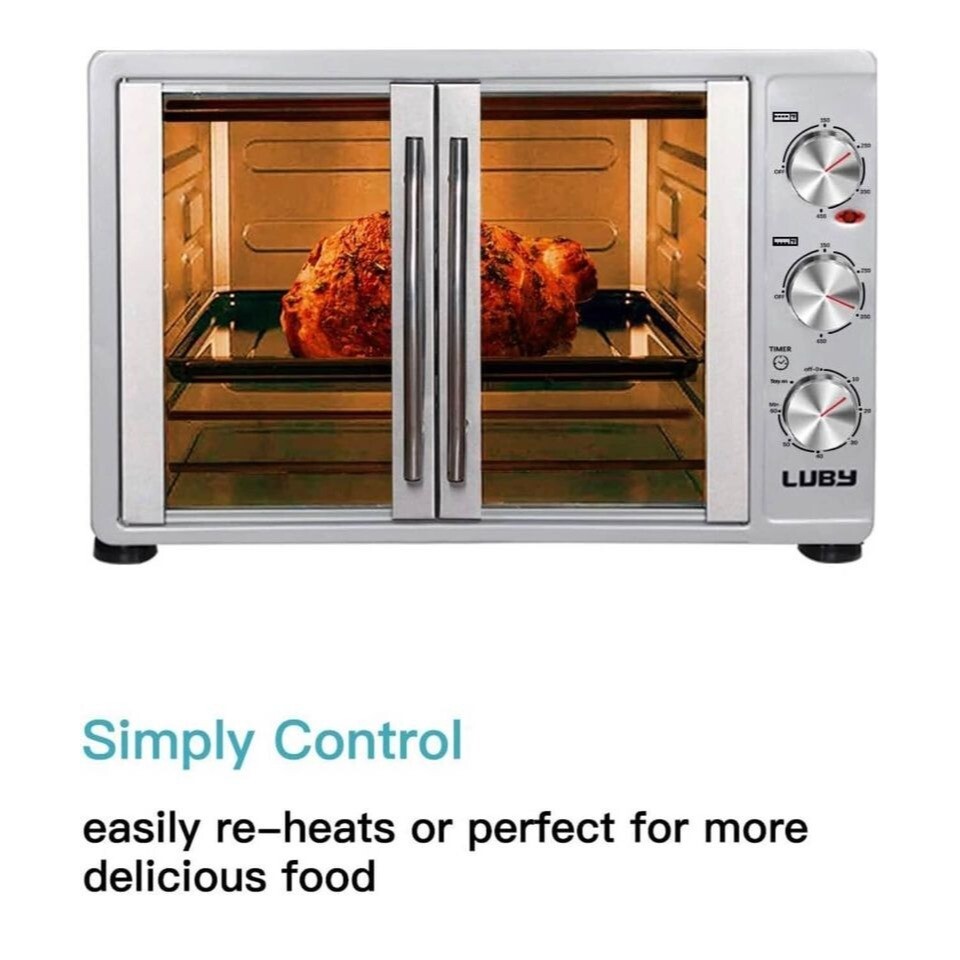 LUBY Large Toaster Oven, French Door Designed, 55L, 14'' Pizza, 20lb