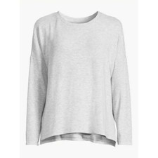 Joyspun Women's Hacci Knit Sleep Top-Light Grey Heather-Large 12-14 -NWT