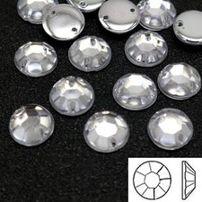 200 Clear Flatback Acrylic Sewing Crystal Round Rhinestone Gems 10mm Sew on bead