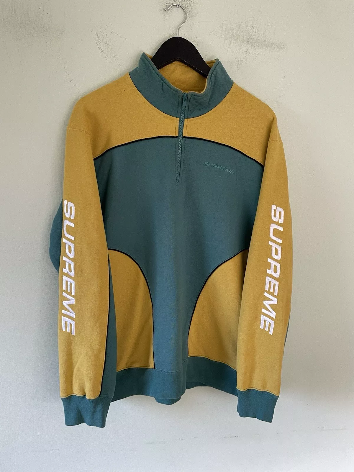 Supreme FW18 Speedway jaune et vert quart zip moyen 