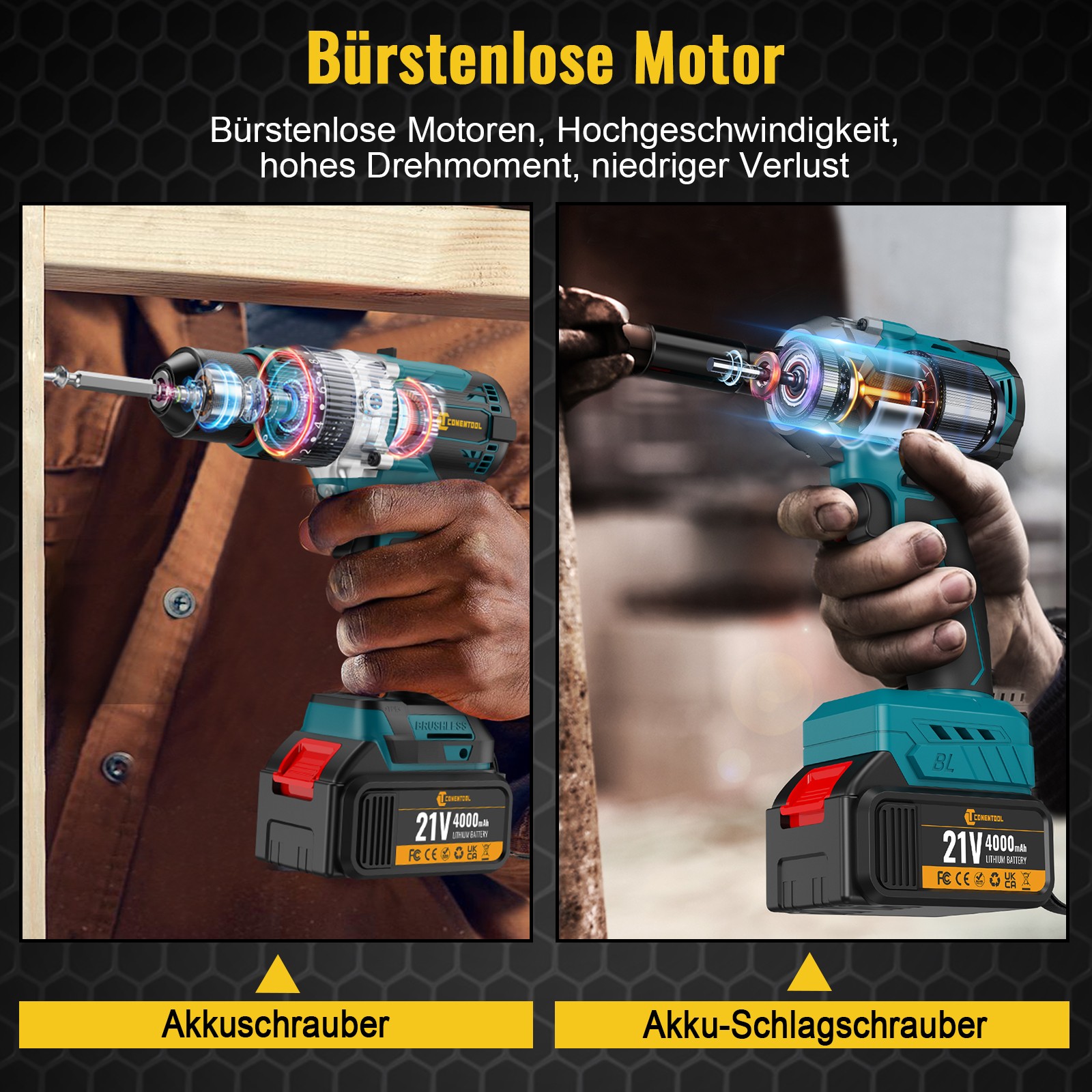 Trapano avvitatore a batteria CONENTOOL 21V foto 4