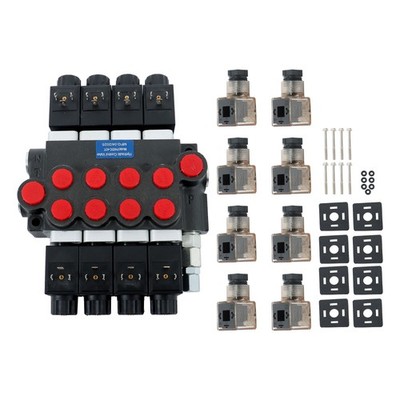 4 Spool 12V DC Solenoid Hydraulic Valve 13GPM 3600PSI Double Acting