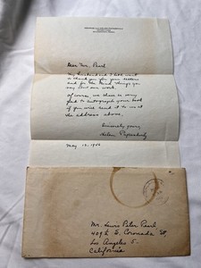 George & Helen Papashvily Handwritten Letter & Envelope 1946