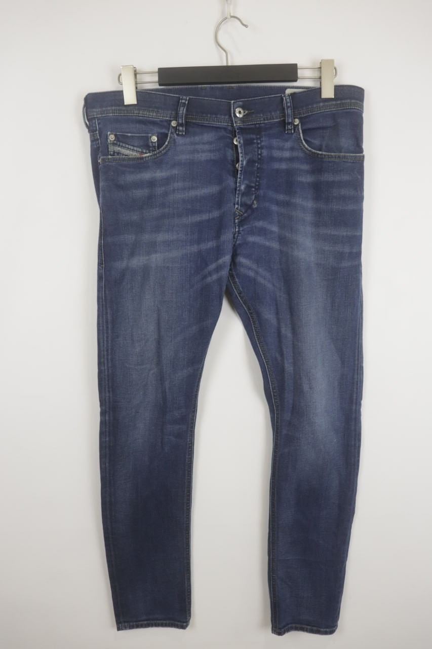 DIESEL TEPPHAR Denim Blue 0857Z Stretch Slim Carrot Jeans Size W34 L32
