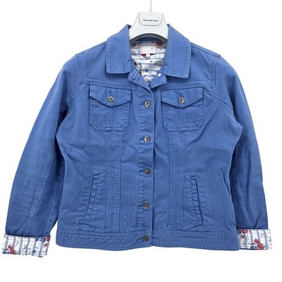 Per Una Damen Jeansjacke Blau Blumenmuster Casual Gr. 44