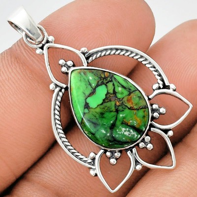 Premium Qualität Grün Matrix Türkis 925 Silber Anhänger Schmuck P-1444