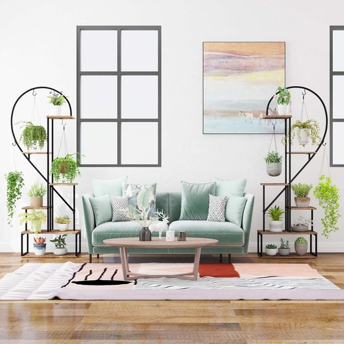 6-Tier Metal Plant Stand Heart-Shape Ladder Plant Shelves with 12 Boards 2 Packs - Picture 7 of 10