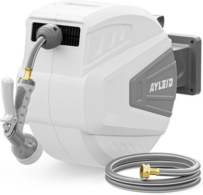 Ayleid Retractable Garden Hose Reel,1/2 in x 100 ft Wall Mounted Hose Reel, with