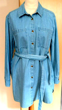 Asos Denim Oversize Shirt Dress With Belt Size 12/14 Ladies Womens