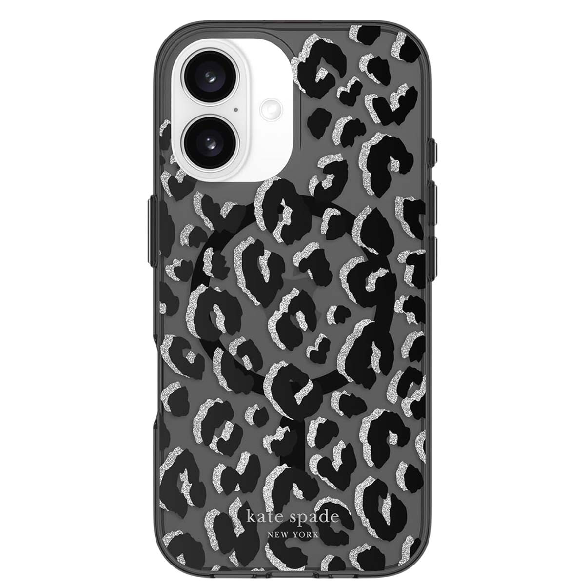 Coque iPhone 16 Kate Spade City Leopard Noire Antichoc Rigide
