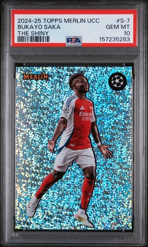 2024-25 Topps Merlin UEFA Club Competitions The Shiny Bukayo Saka #S-7 PSA 10