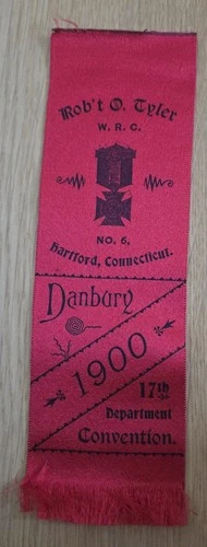 1900 W.R.C. GAR Ribbon 17th Department Convention Robert O Tyler Hartford, Conn.