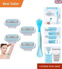 4 Pcs Women's Extra Smooth Razor Blade Refills with Blue Ergonomic Handle