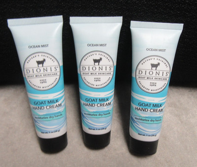 3 DIONIS  GOAT MILK HAND CREAM  - OCEAN MIST - 1 OZ EACH -