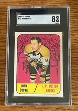 1967 Topps Johnny Bucyk Boston Bruins #42 SGC 8 NM-MT
