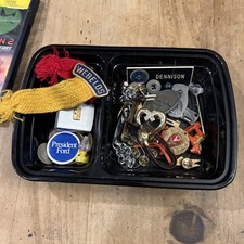 Vintage Junk Drawer Lot Random Items Odd Finds Watch Military Knick Knacks