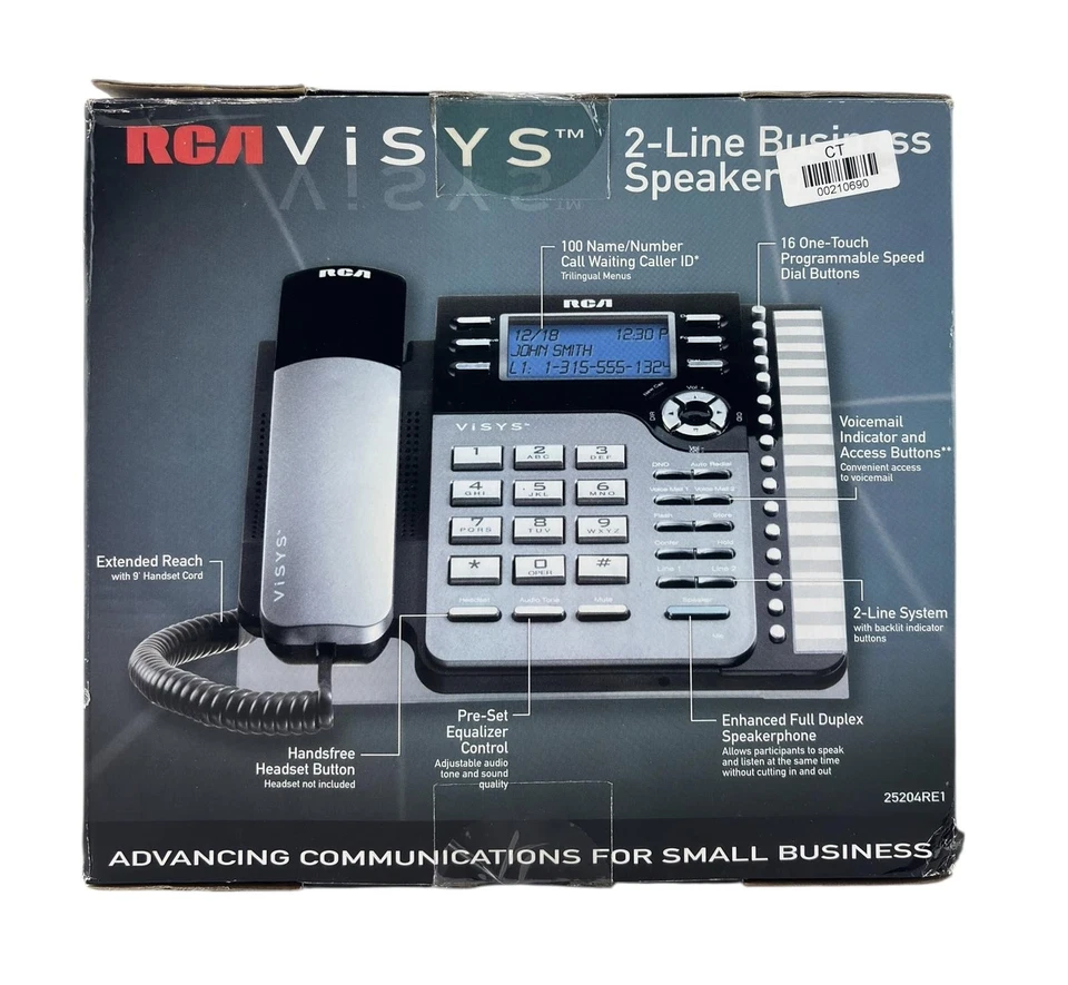 NEW - RCA ViSys 25204RE1 2-Line Corded Business Full Duplex Speakerphone - Image 2 of 3