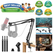 Microphone Stand, Adjustable Microphone Desk Stand for HyperX Mic Boom Arm St...