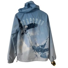 Trapstar Windbreaker Jacket Mens Uk M Medium Eagles Flying Light Blue Zip Hood