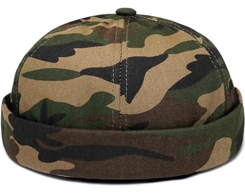 Dome Brimless Hats for Women Men Beanie Docker Cap Sailor Skull One Size Camo