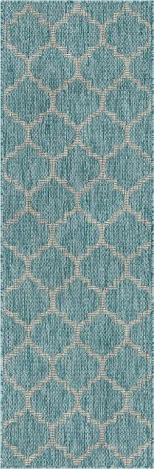 Unique Loom Outdoor Trellis Collection Area Rug (2' x 6' 1" Runner, Aquamarin... - Image 3 of 4
