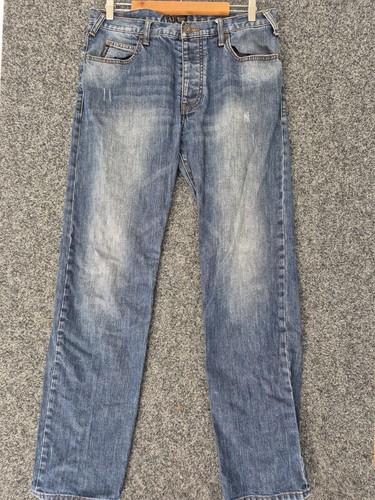 Armani Jeans Mens Size 34 Blue Straight Leg Button Fly Stretch AJ Mid Rise - Picture 3 of 10