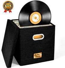 Vinyl Record Storage Box for up to 50 12-Inch Albums, Records Crate, LP Album S