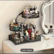 Makeup Organizer Countertop for Vanity, 3 Tier Bathroom Bedroom Counter Black