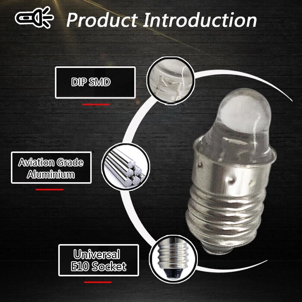 4pcs E10 LED 3V Bulb Screw Globe for Flashlight Torch Head lamp Bicycle White - Image 3 of 4