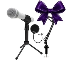 Samson Q2U USB XLR Microphone Boom Arm Microphone Stand Bundle (White)