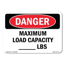 Maximum Load Capacity lbs ANSI Danger Sign Metal Plastic Decal