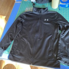 Under Armour Youth Full Zip Track Jacket Size Large Black Pockets Inside And Out