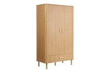Axel Oak  2-Door 1 Drawer Wardrobe with Fluted Design
