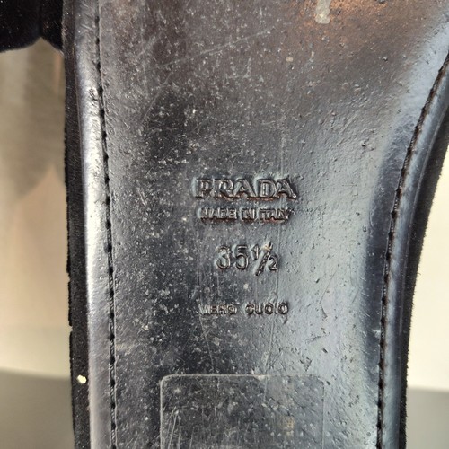 Prada Velvet Crystal Embellishments Slides Sandals Women's Sz EU 35.5 US 5.5 - Picture 3 of 7