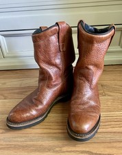 H S Trask Boots Mens 7.5 M Buffalo Bison Leather USA Made Roundup Western
