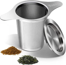 Extra Fine 18/8 Stainless Steel Tea Infuser Mesh Strainer with Large Silver 