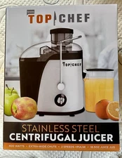 New Top Chef Centrifugal Fruit Vegetable Juicer, 3 Speed, Stainless Steel Black