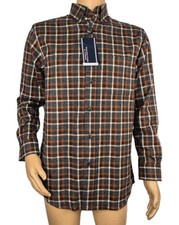 Roundtree  Yorke Mens Size 2XT Portuguese Flannel Shirt Gray Orange Rust  52