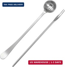 2 Pack Olive Spoon And Pickle Fork Stainless Steel Long Handle Food Picker For P